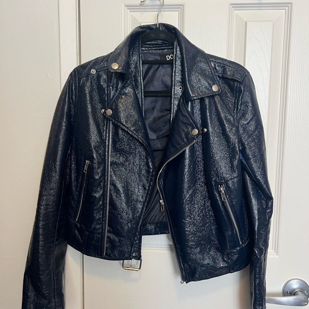 Stylish Navy Leather Jacket for Women